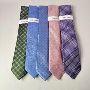 **5 Pack Men’s Calvin Klein Men's Tie Collection - Green, Blue, Pink, Purple